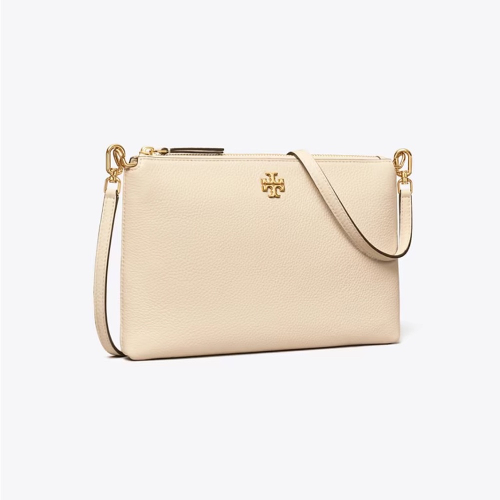 Tory Burch Mercer pebbled zip crossbody bag in tan